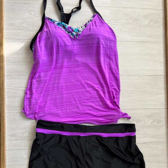ZeroXposur Swim Nwt Zeroxposur Geometric Blouson Swimsuit Top And Bottom Poshmark